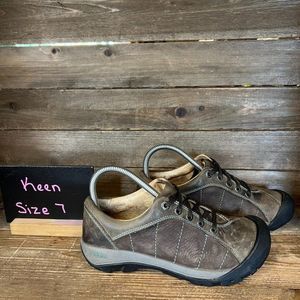 Womens Keen Presidio Brown Leather Comfort Outdoor Walking Shoes Sneakers Size 7